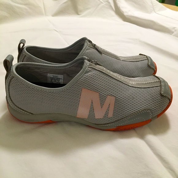 Merrell Womens US 9.5 / 10 UK 7.5 Tamba Breeze Grey Orange Mesh Zip Sneaker Shoe - Picture 3 of 8